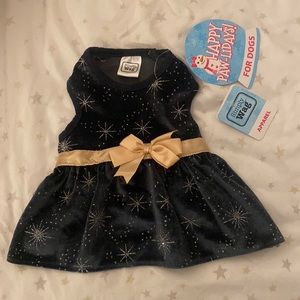 Navy shine dress for teacup dog